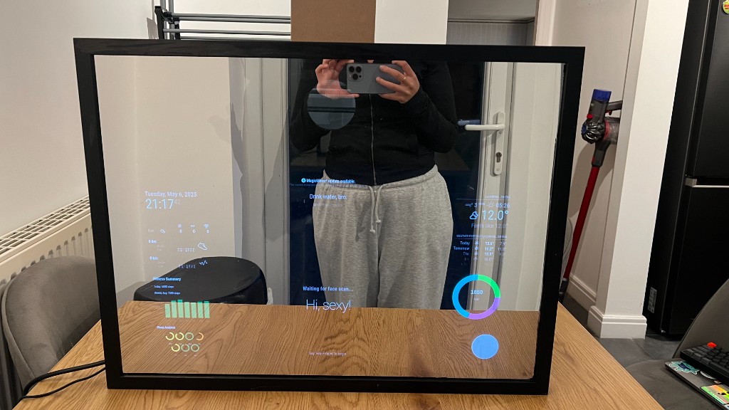 Smart mirror on table