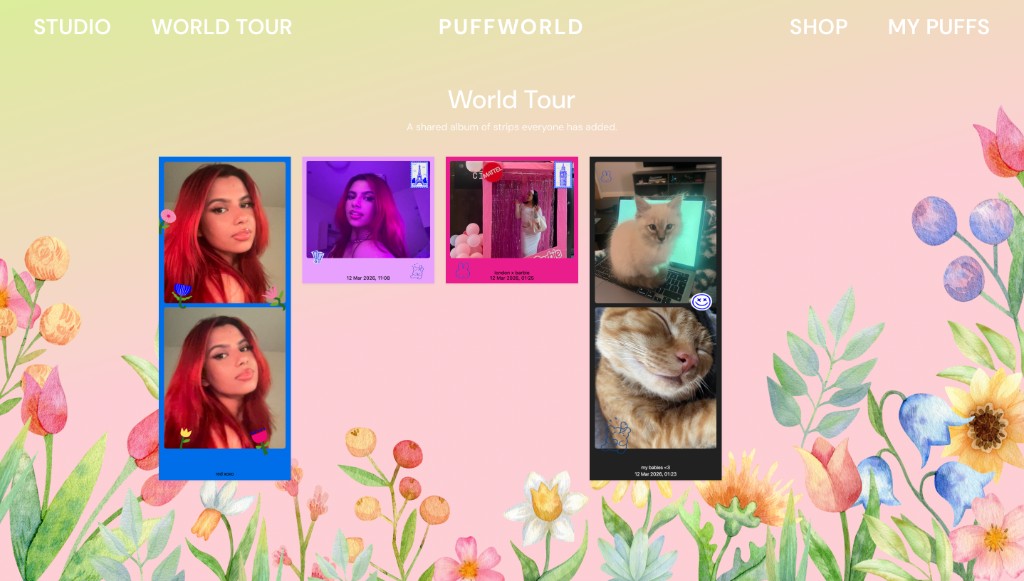 Puffworld, World Tour photobooth strips